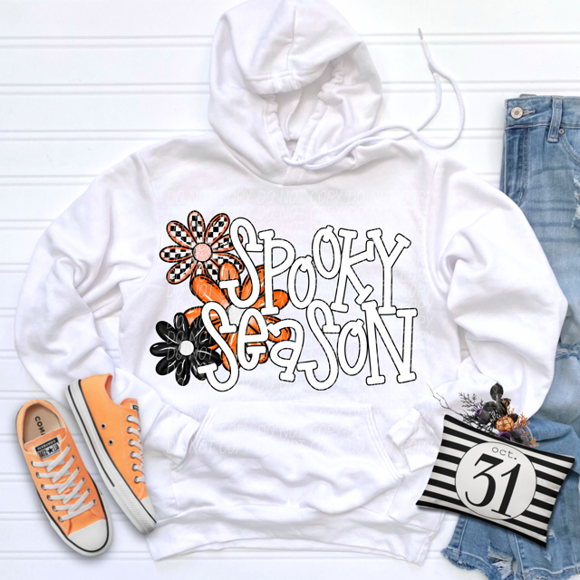 Spooky Season Orange Flower Trio DTF Print