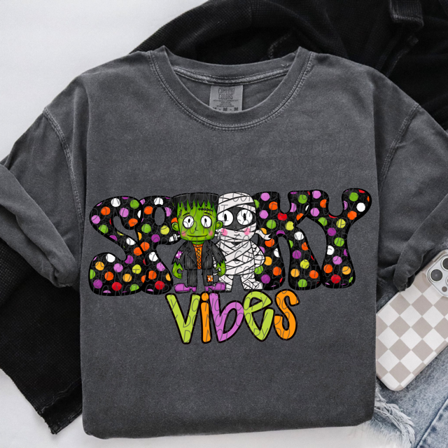 Spooky Vibes Monsters DTF Print