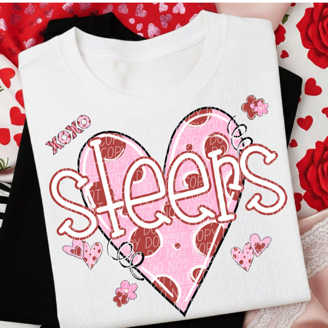 Valentine's Mascot Pink and Red DTF Print