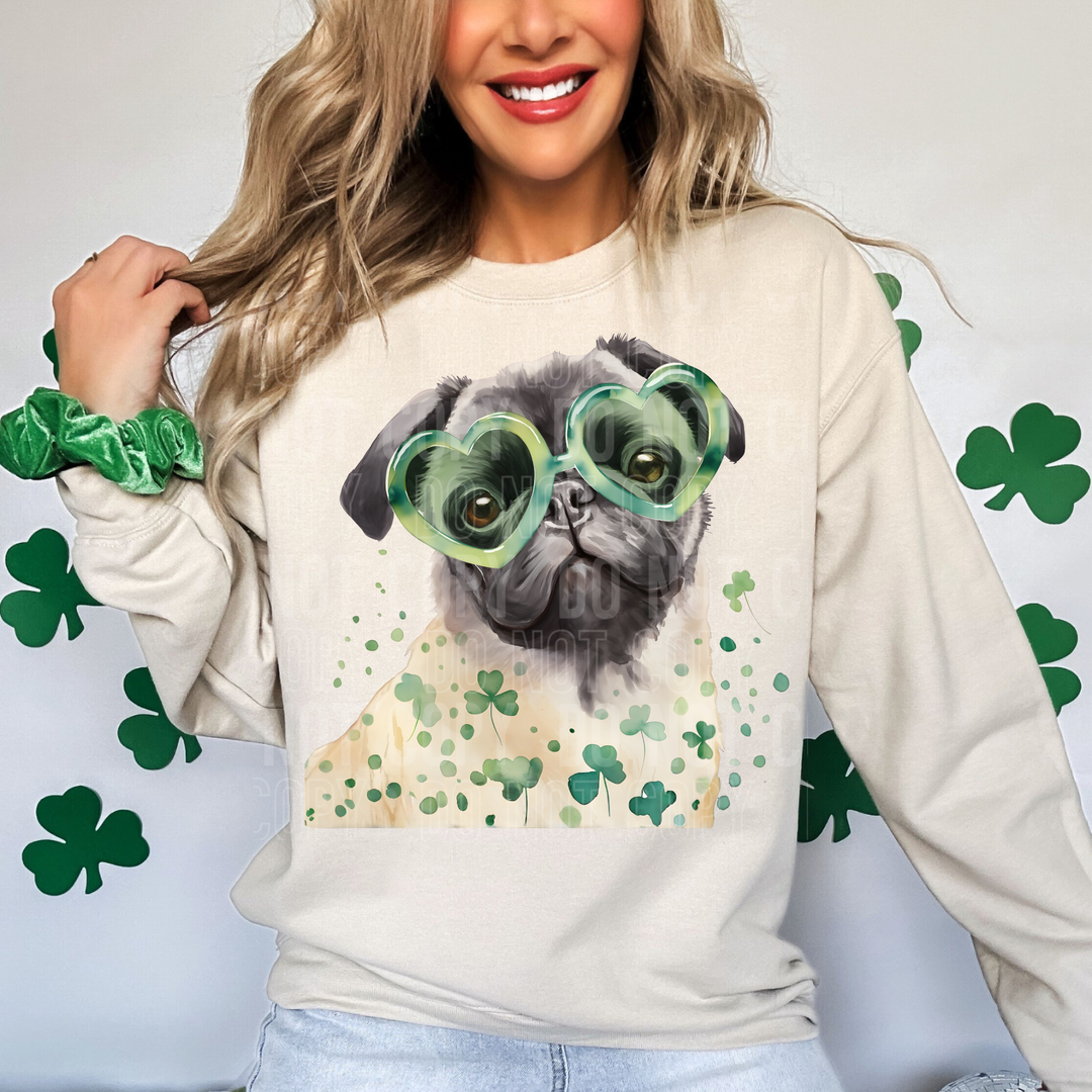 St Patrick’s Day Pug DTF Print