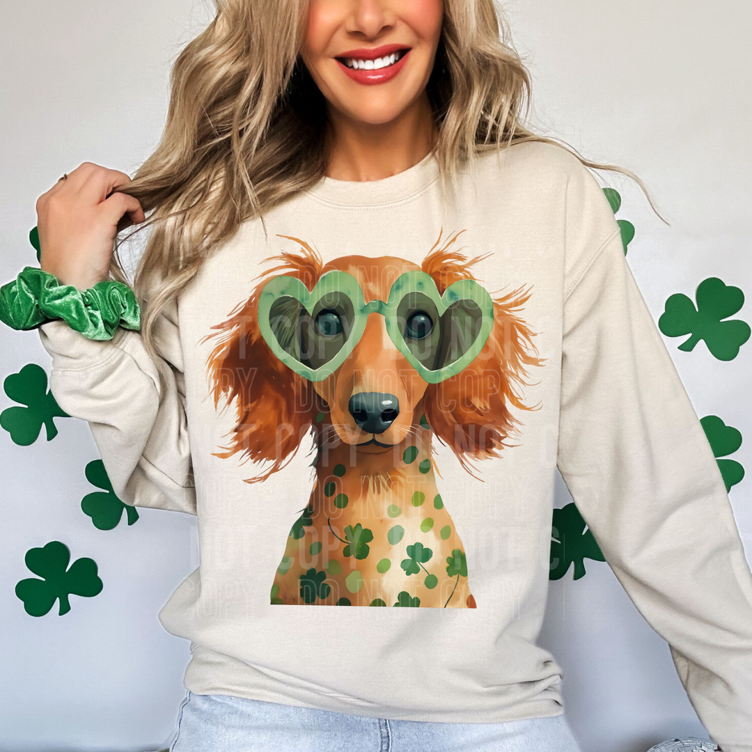 St Patrick’s Day Red Dachshund DTF Print