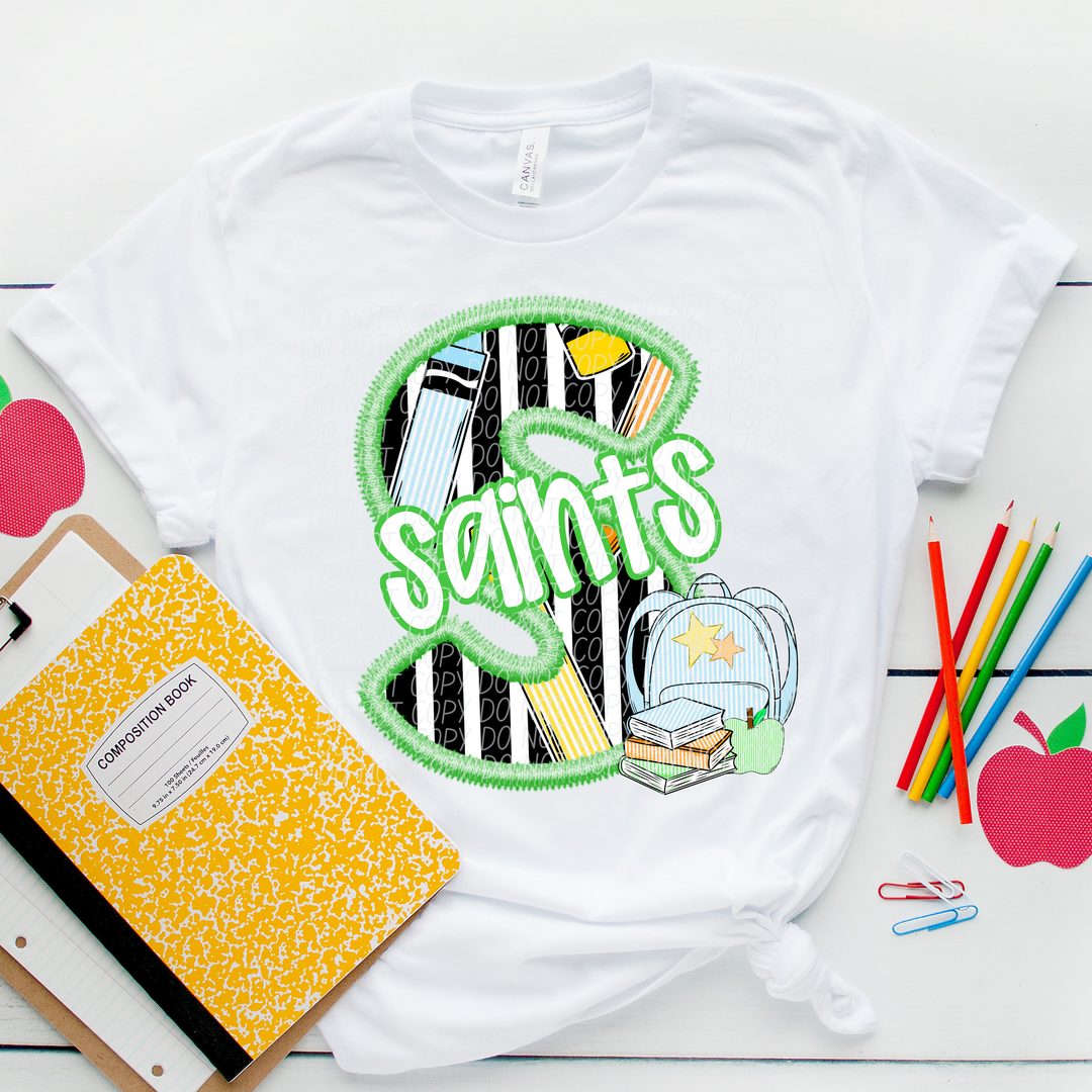 Green Letter Back to School Mascots Youth DTF Print