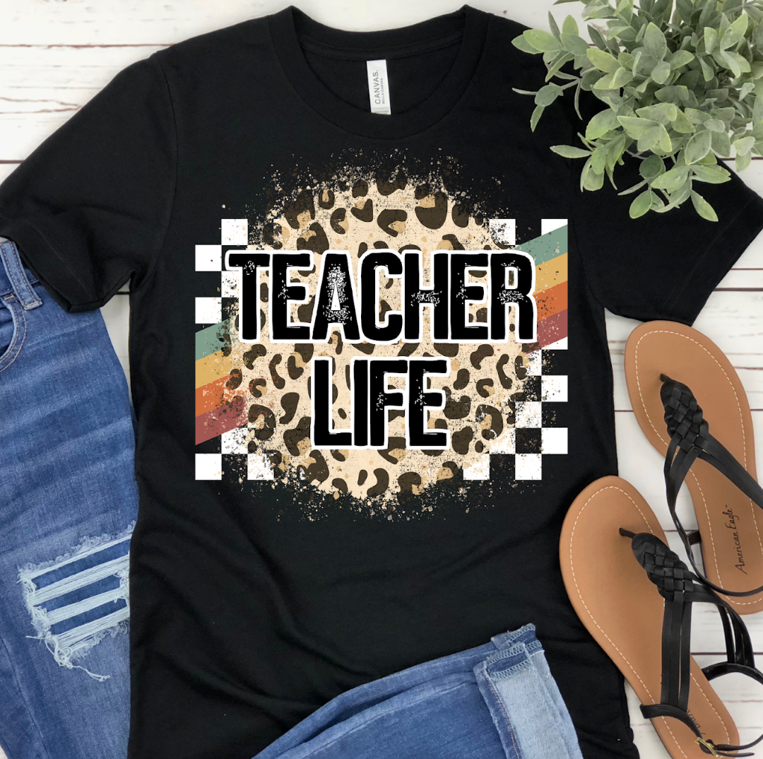 Rainbow Racing Teacher Life DTF Print