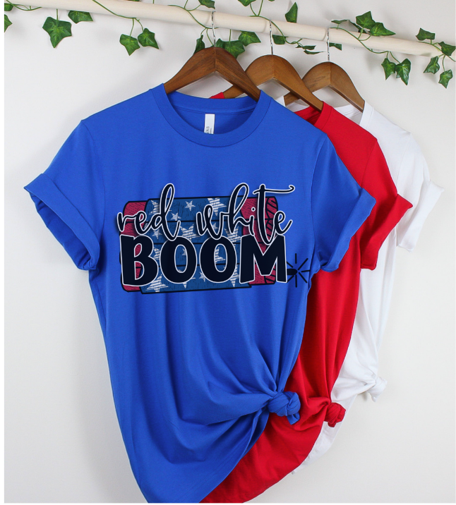 Red White Boom DTF Print