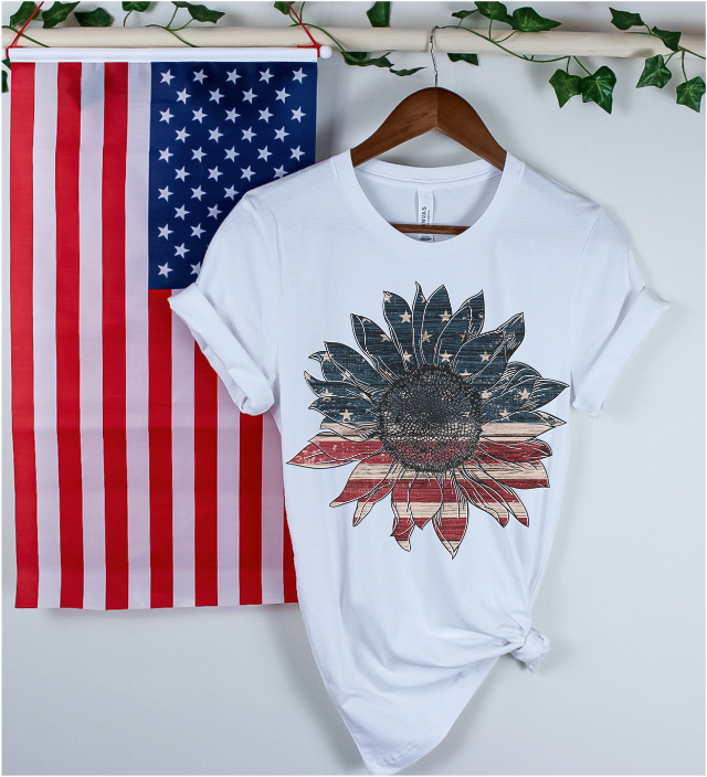 Patriotic Sunflower DTF Print