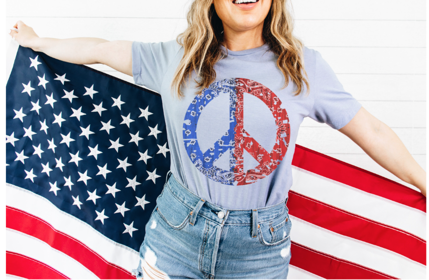 Patriotic Peace Sign DTF Print