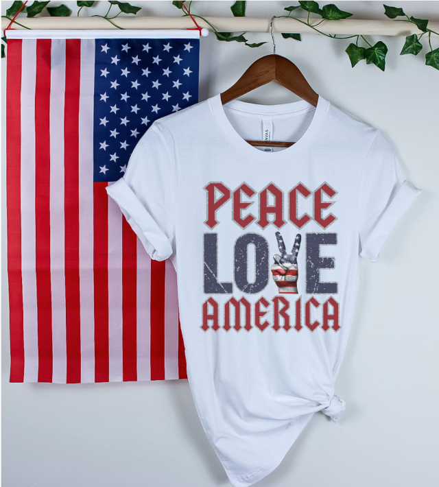 Peace Love America DTF Print