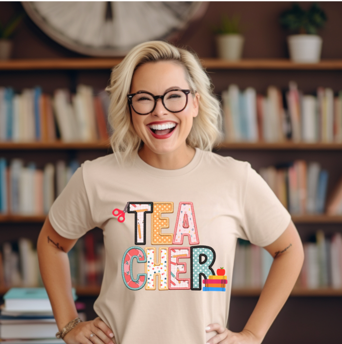 Teacher Faux Embroidery DTF Print