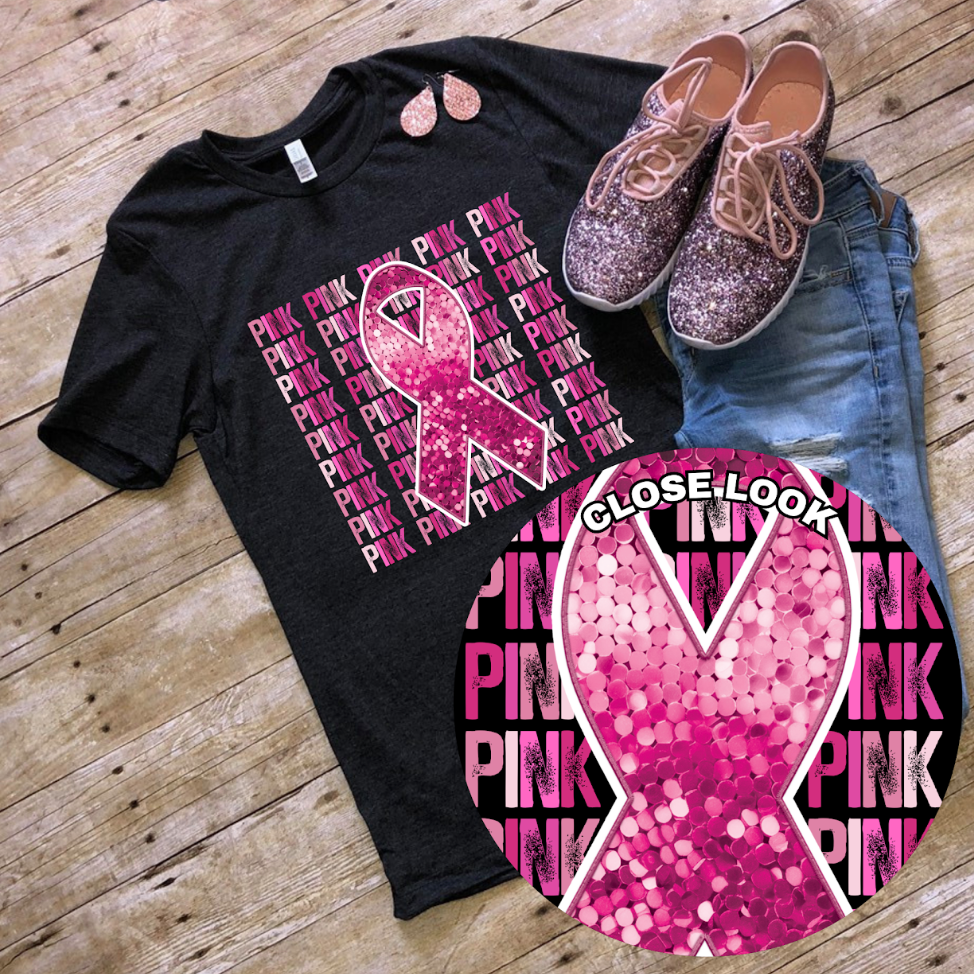 PINK Ribbon Breast Cancer Variation Stack DTF Print