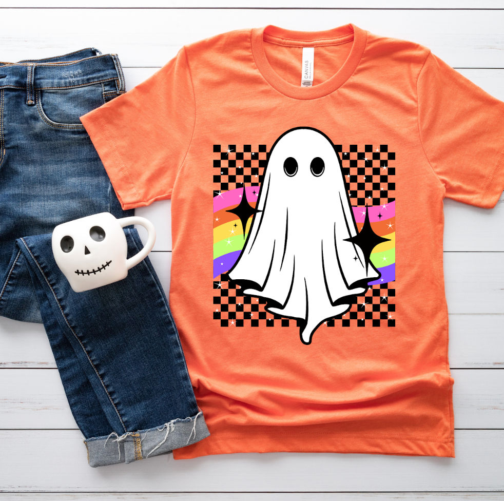 Checkered Ghost DTF Print