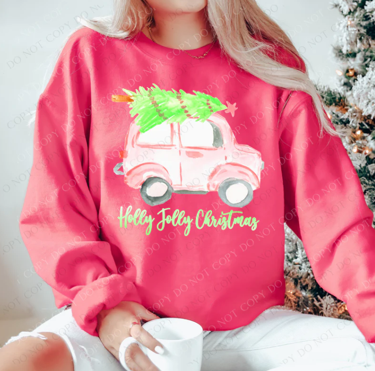 Holly Jolly Christmas Car DTF Print