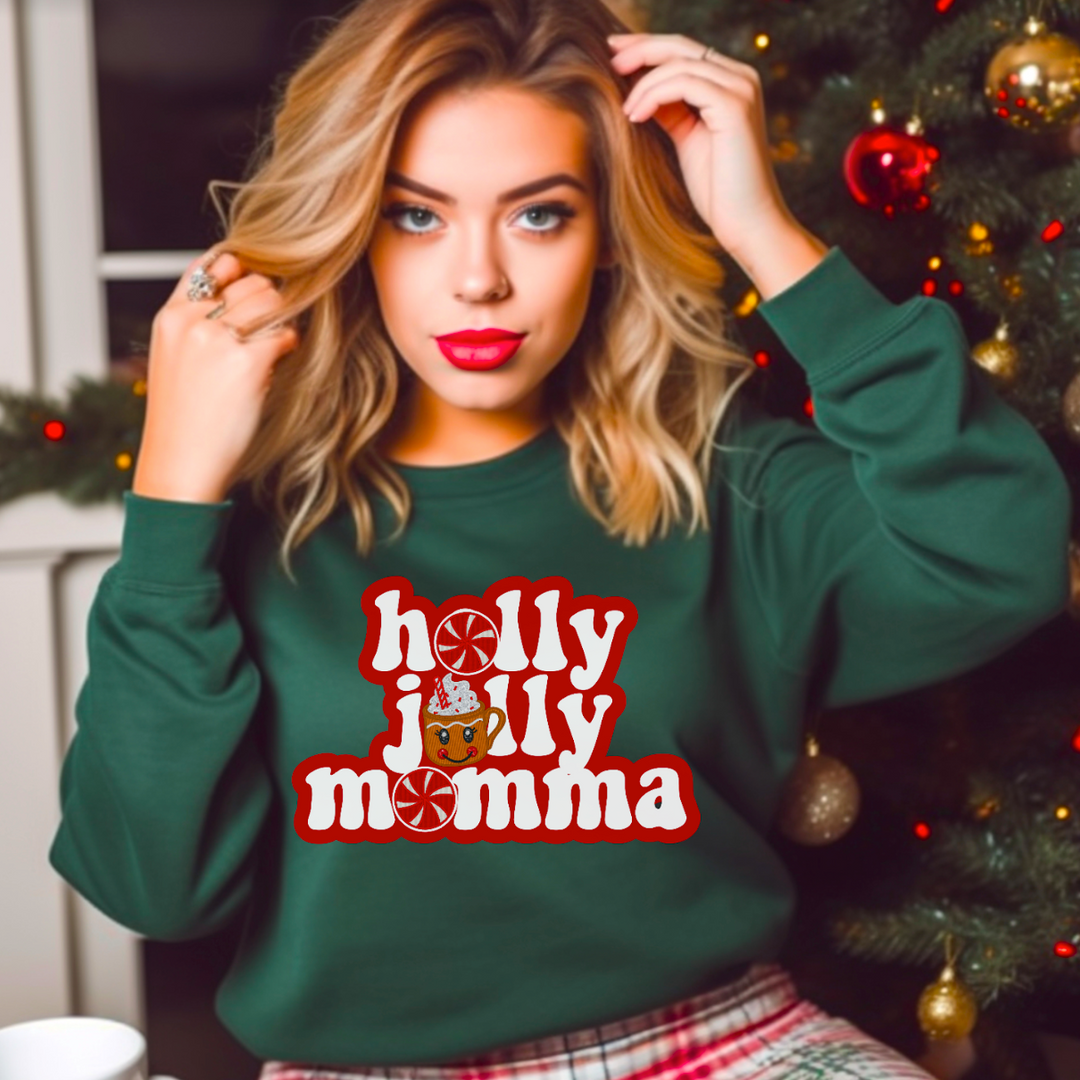 Holly Jolly Momma (Red) DTF Prints