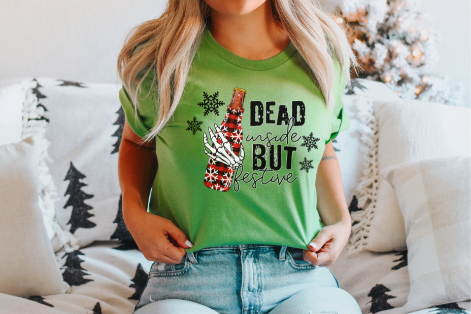 Dead Inside but Festive Bottle DTF Print