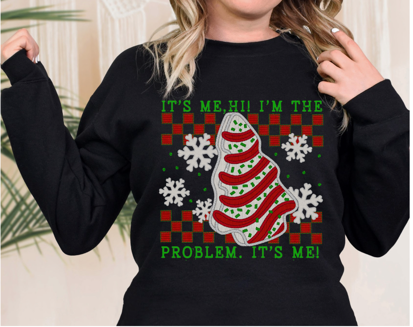 I'm The Problem Christmas Cake Faux Embroidery DTF Print