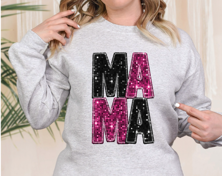 Mama and Mini Stacked Faux Glitter DTF Print