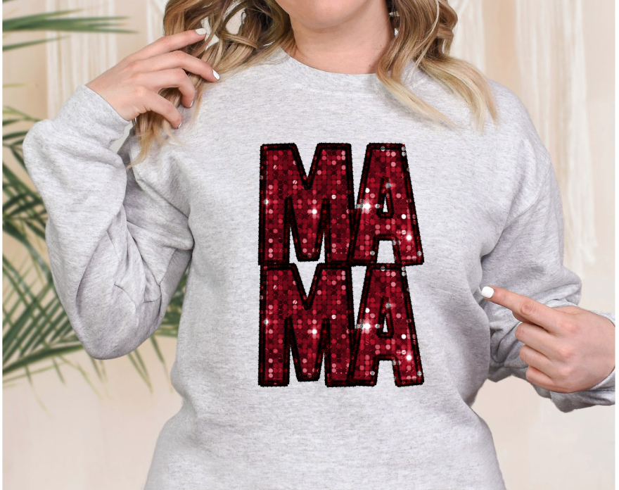 Mama and Mini Stacked Faux Glitter DTF Print