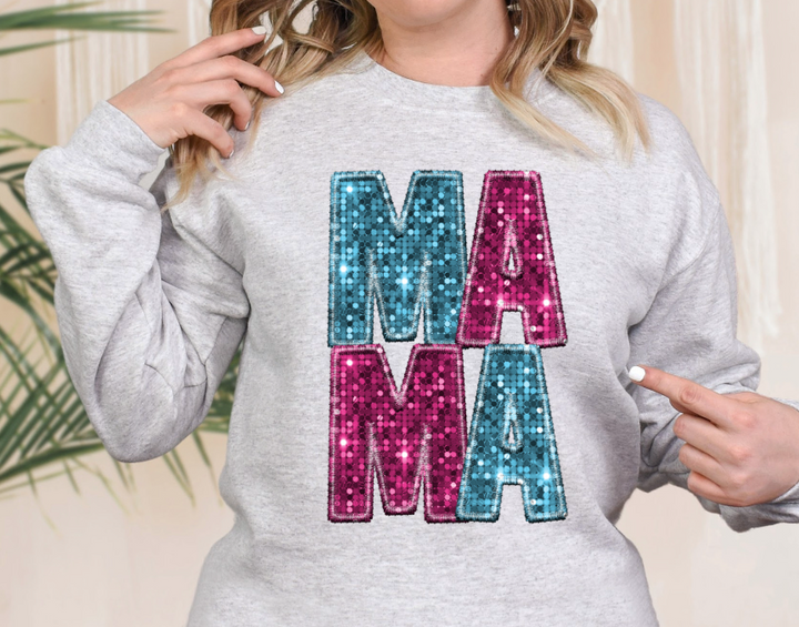 Mama and Mini Stacked Faux Glitter DTF Print