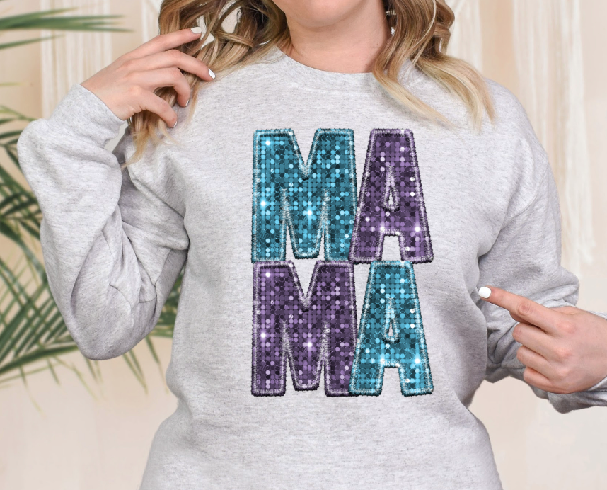 Mama and Mini Stacked Faux Glitter DTF Print