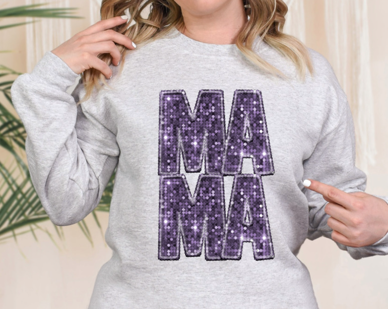 Mama and Mini Stacked Faux Glitter DTF Print