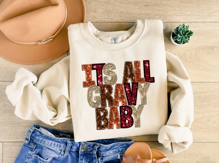 It's all Gravy Baby Faux Glitter DTF Print