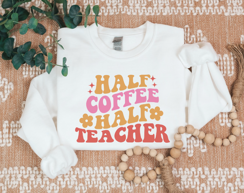 Half Coffee Half Teacher DTF Print