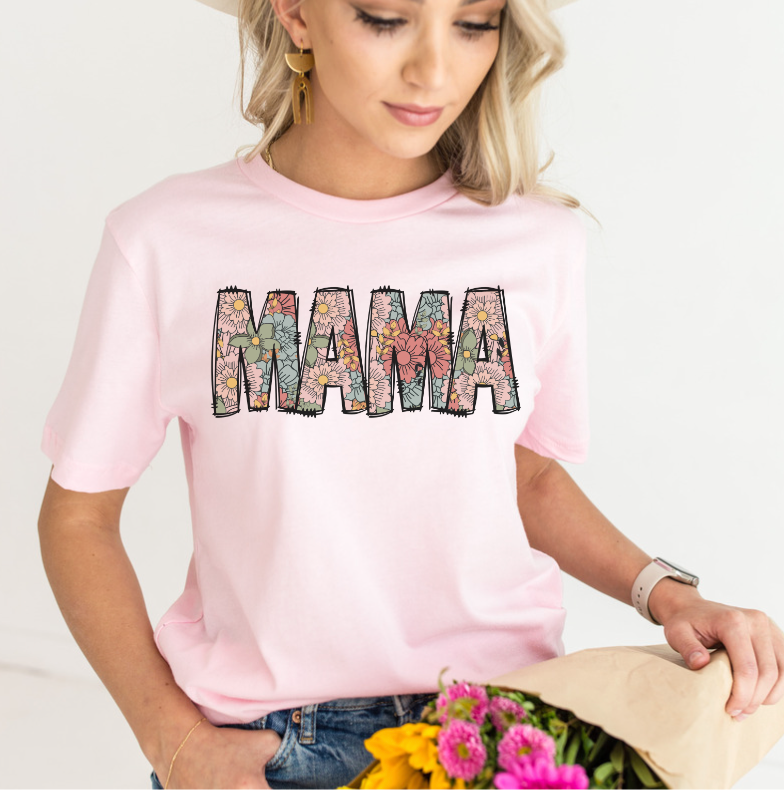 Floral Doodle Mama DTF Print