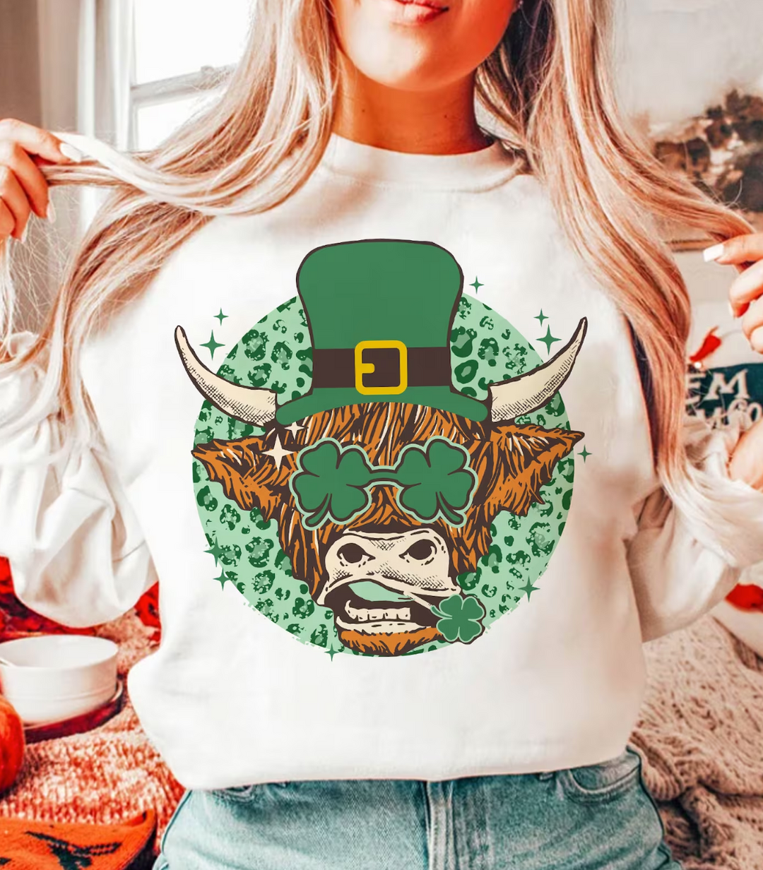 St. Patricks Highland Cow DTF Print