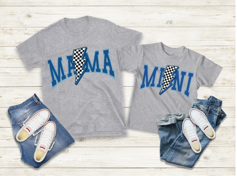 Mama and Mini Bolt Blue DTF Print