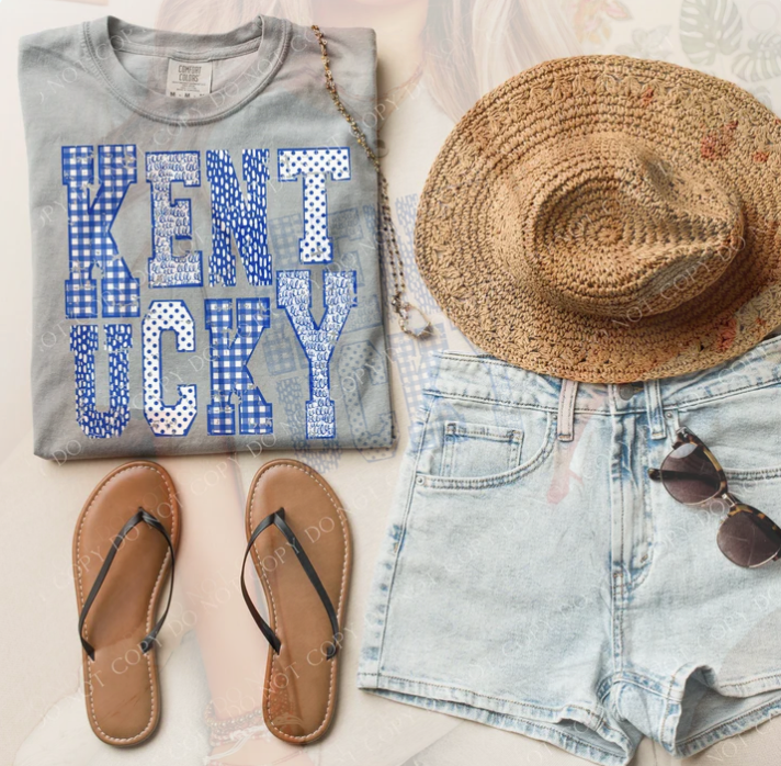 Patterned Kentucky COMFORT COLORS GREY Printed Tee (Copy)