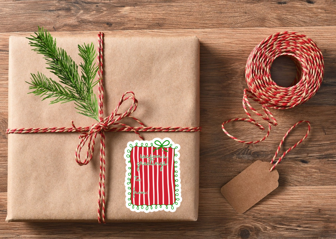 Pink and Preppy Seasons Greetings Die Cut Stickers