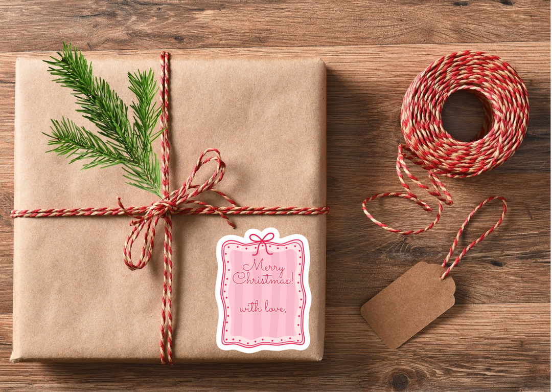 Pink and Preppy Merry Christmas Die Cut Stickers