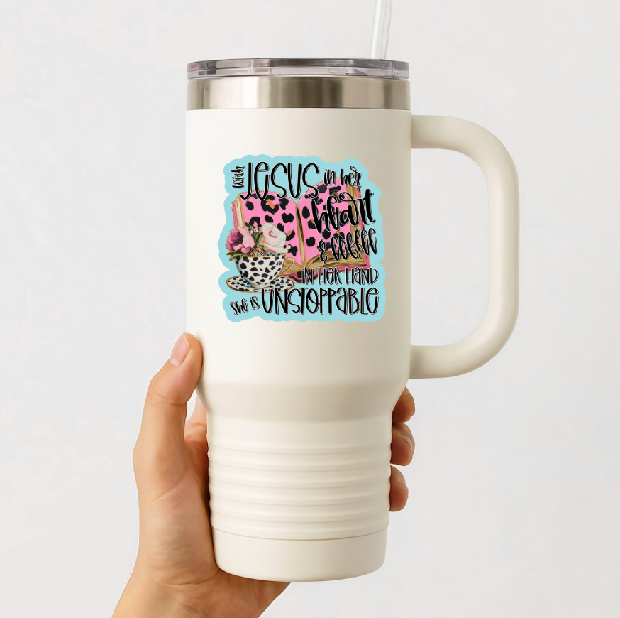 With Jesus in her Heart Die Cut Stickers