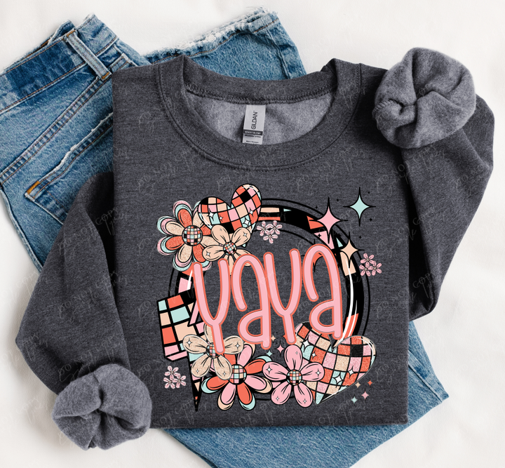 Daisy Heart Names DTF Print