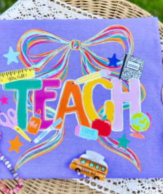 Colorful Bow Teach DTF Print