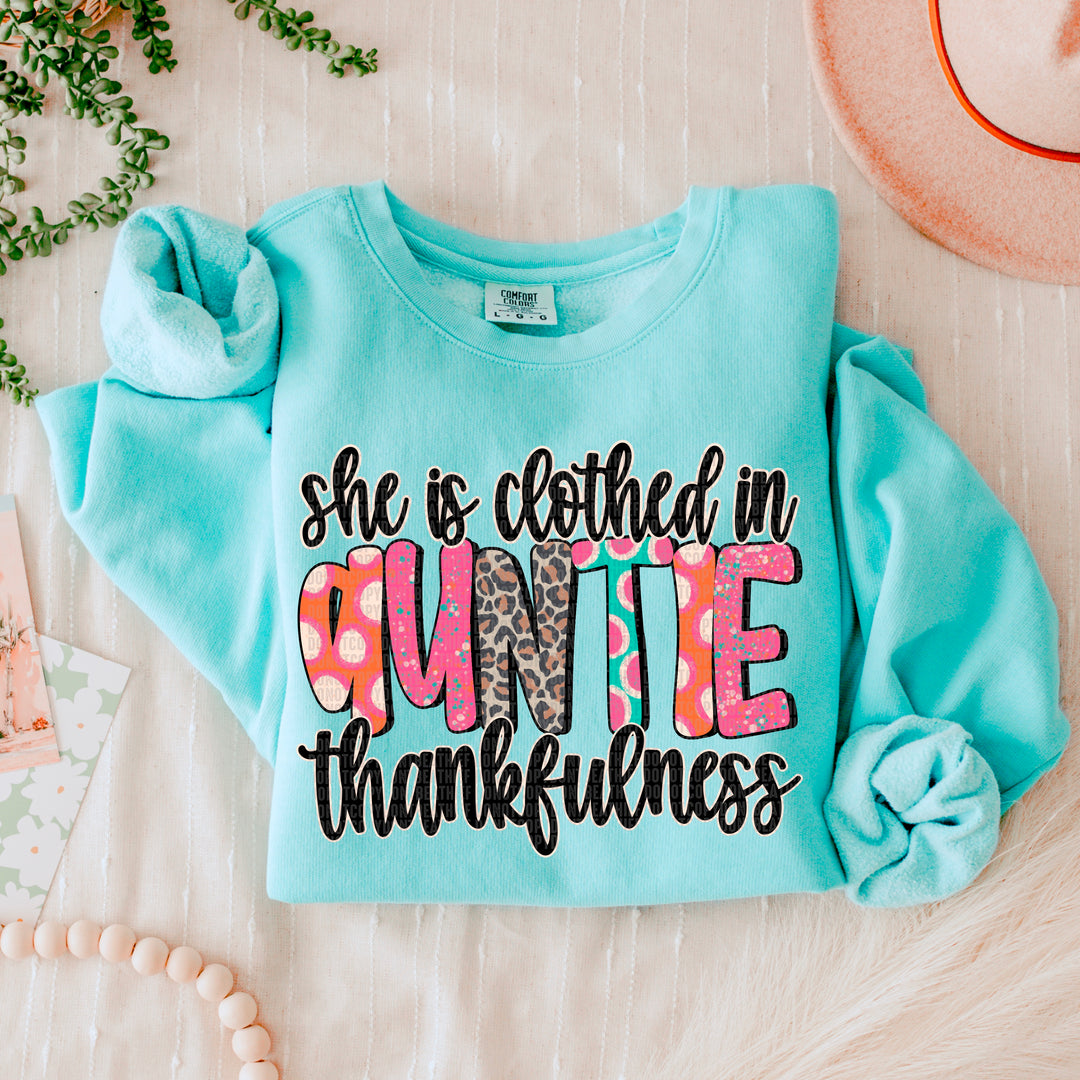 She Is Clothed In Thankfulness Titles DTF Print