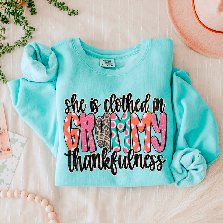 She Is Clothed In Thankfulness Titles DTF Print