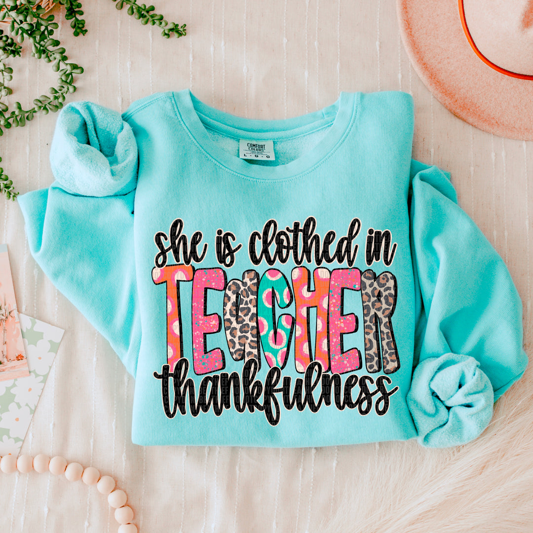 She Is Clothed In Thankfulness Titles DTF Print