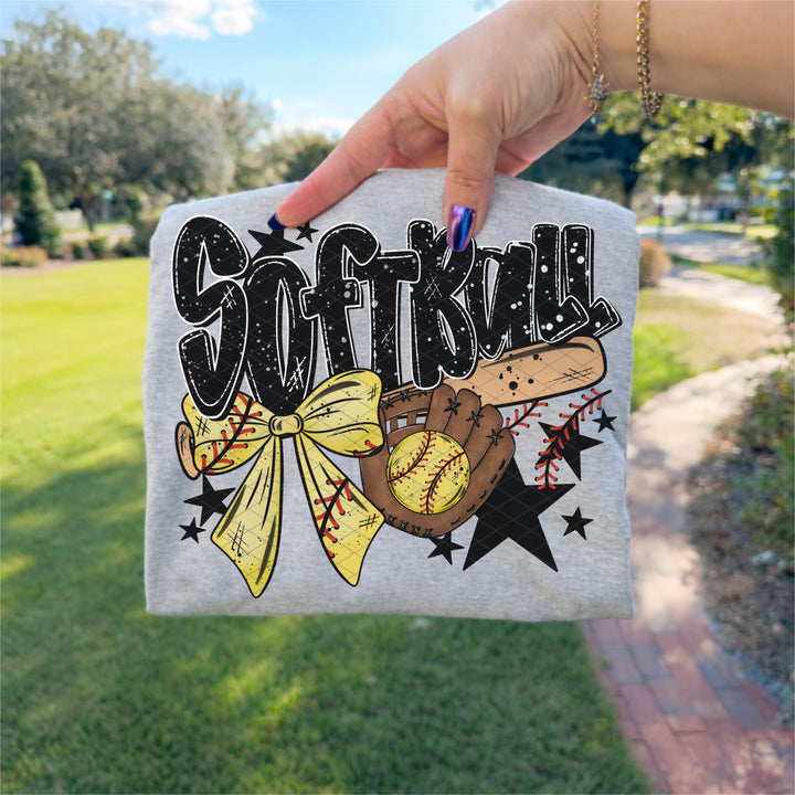 Softball Bow Bat DTF Print