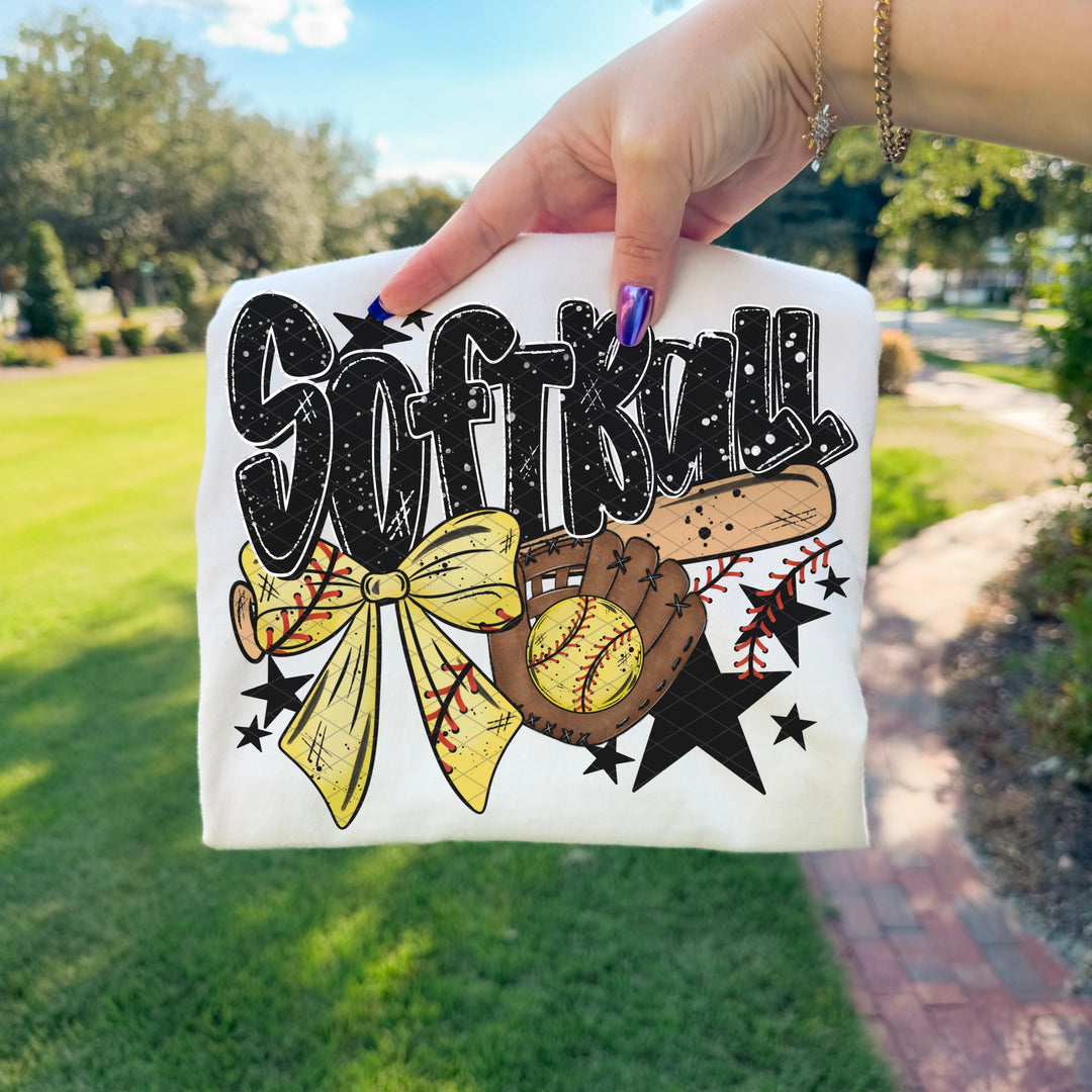 Softball Bow Bat DTF Print