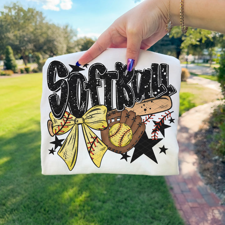 Softball Bow Bat DTF Print