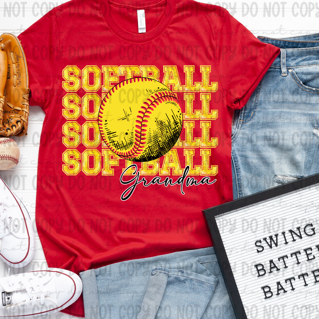 Softball Stacked With Names DTF Print