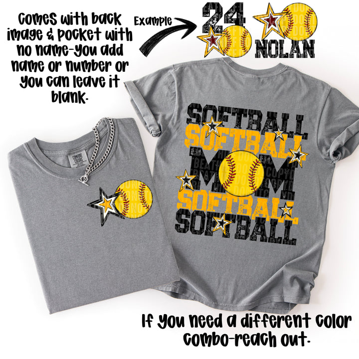 Softball Mom Collection FRONT DTF Print