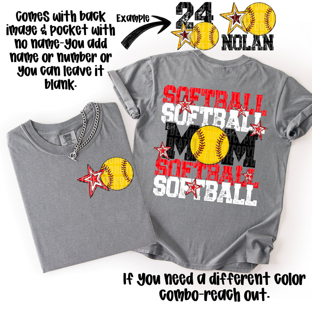 Softball Mom Collection FRONT DTF Print