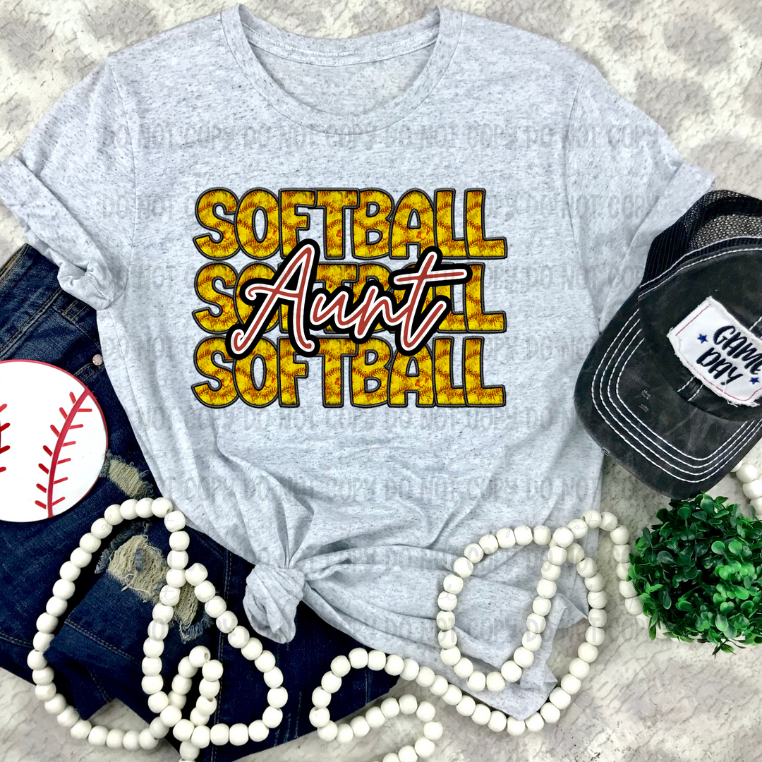 Softball Stacked Names DTF Print