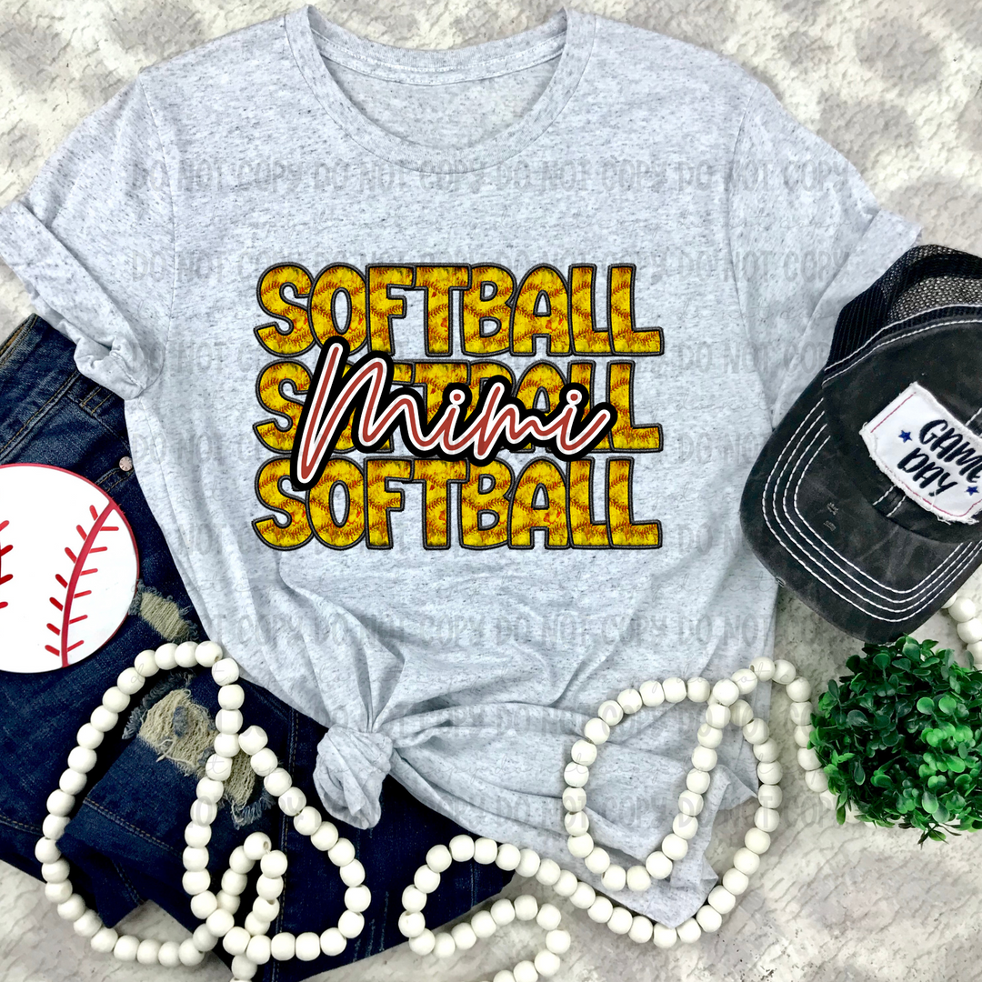 Softball Stacked Names DTF Print