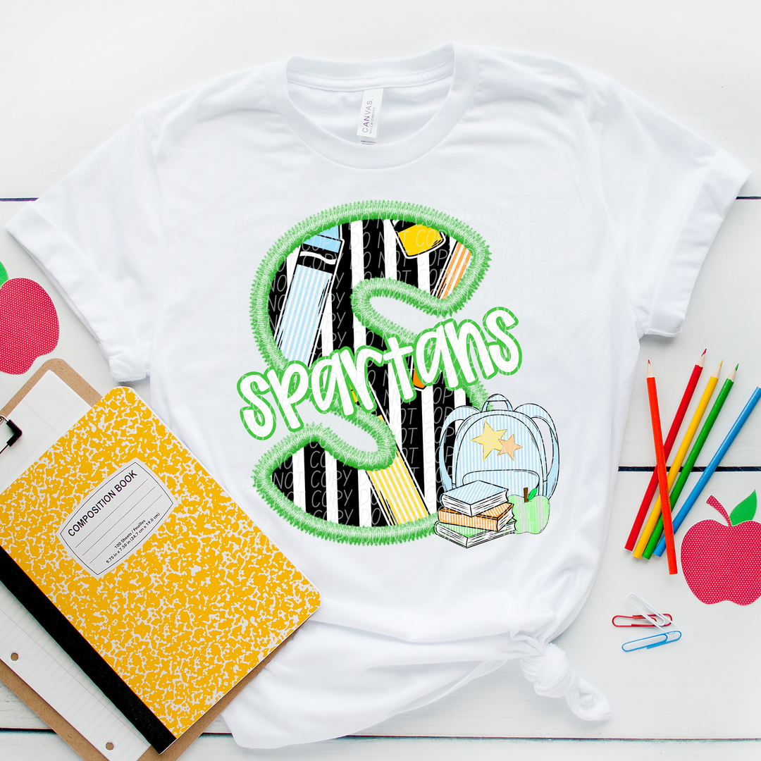 Green Letter Back to School Mascots Youth DTF Print