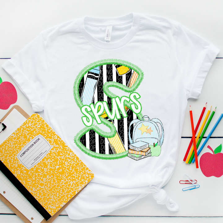 Green Letter Back to School Mascots Youth DTF Print