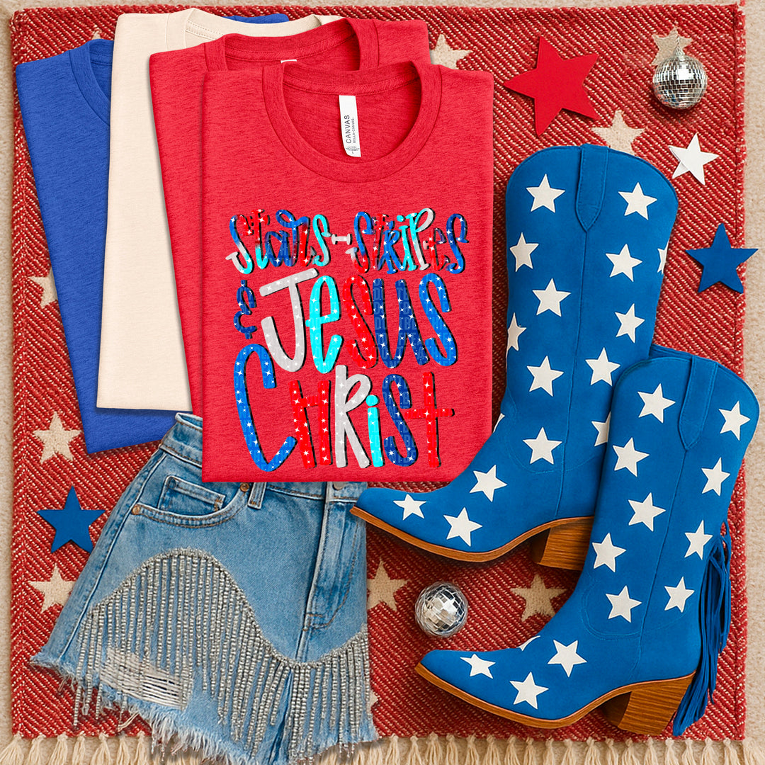 Stars Stripes Jesus DTF Print