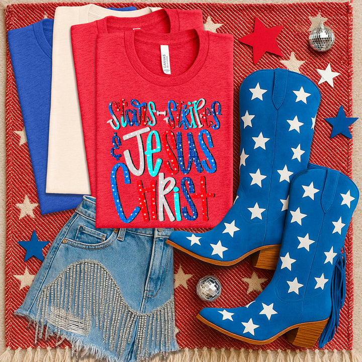 Stars Stripes Jesus DTF Print