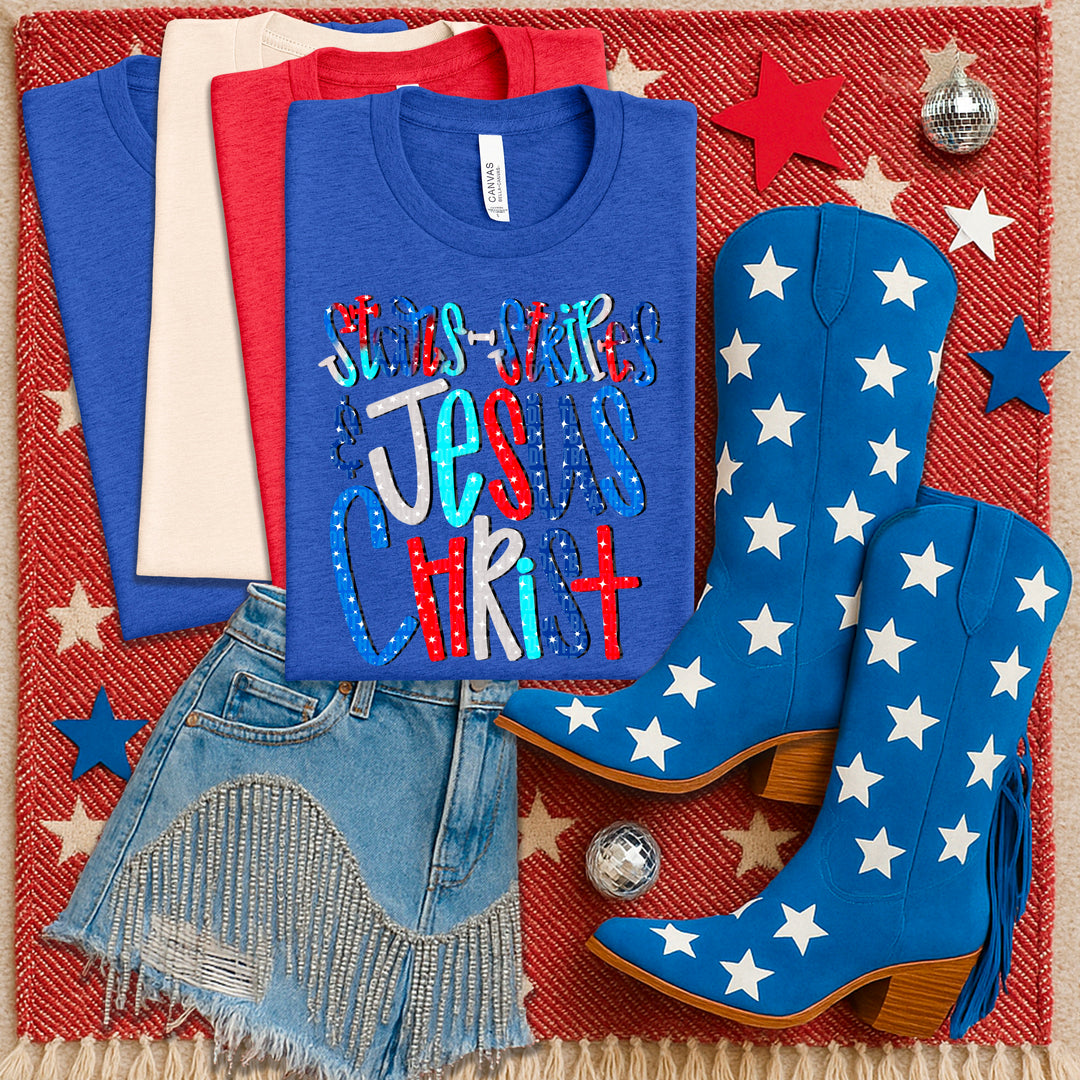 Stars Stripes Jesus DTF Print